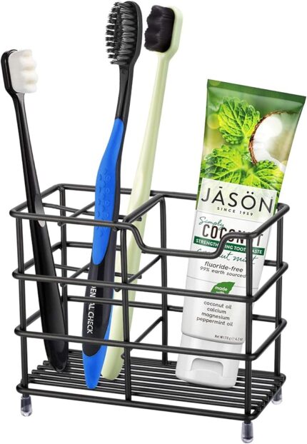 stainless steel toothbrush holder with non-slip base